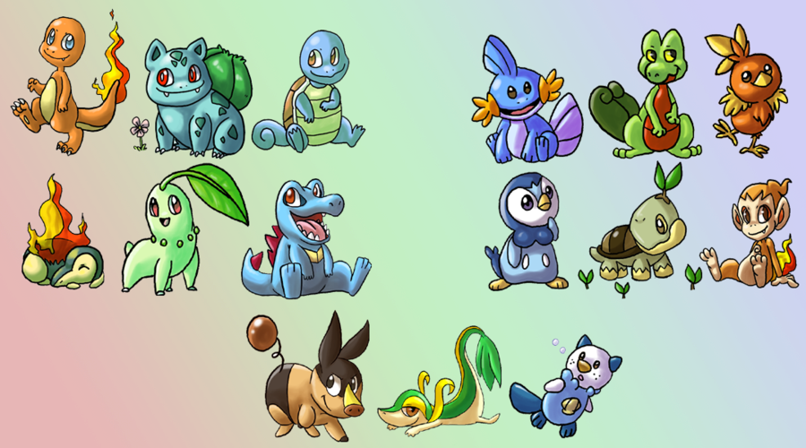 Awesome Pokemon Starters Are Awesome - All First Starter Pokemon (900x500), Png Download