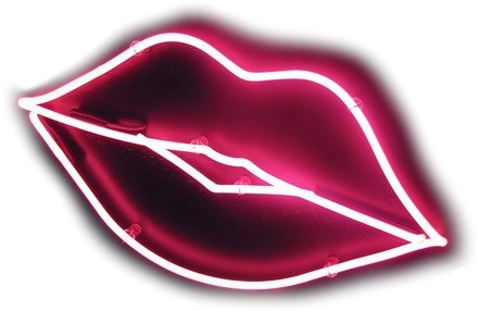 Neon Lips Xoxo Kisses Flower Aesthetic Kawaii Love - Transparent Neon Lips Logo (440x286), Png Download