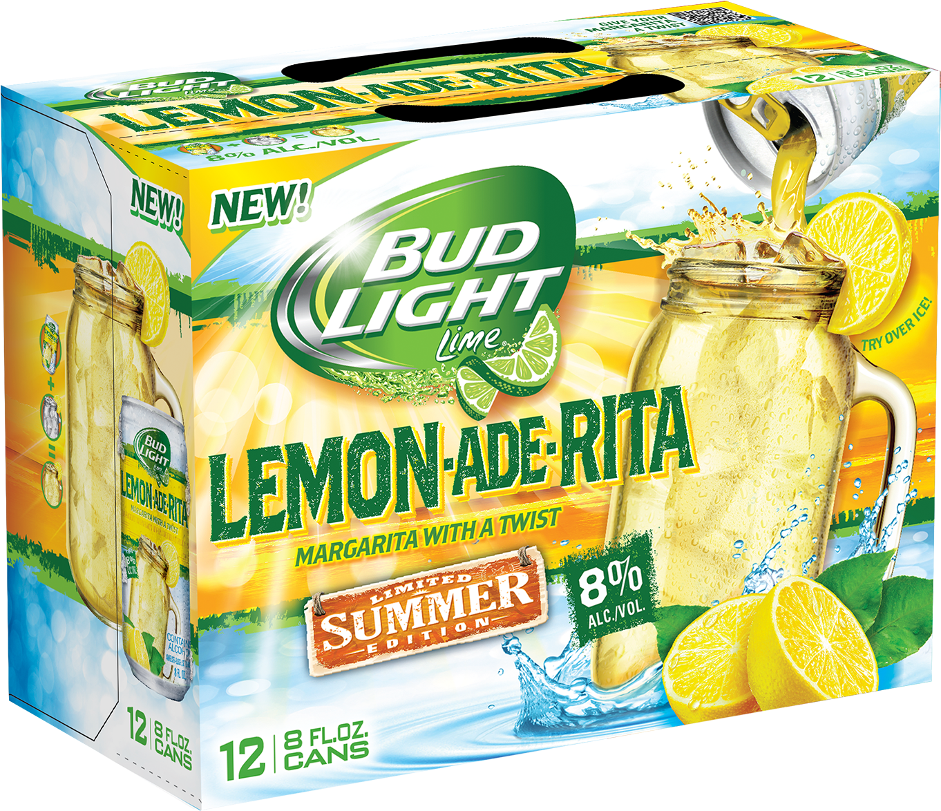 Bud Light Lime - Bud Light Beer - 18 Pack, 12 Oz Cans (1405x1200), Png Download