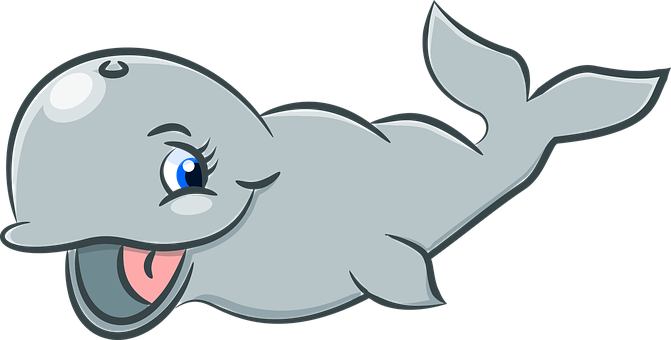 Animal Cartoon Cute Mammal Sea Whale Carto - การ์ตูน สัตว์ ทะเล Png (671x340), Png Download
