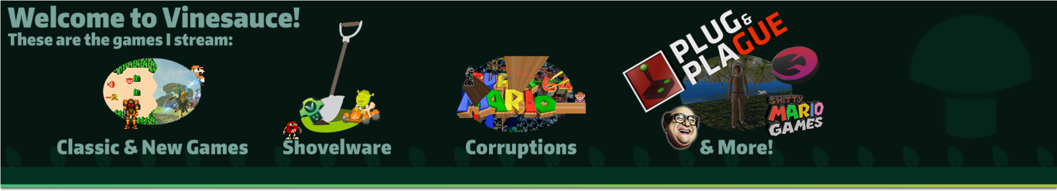 Past Broadcasts Desktop Redirect True Png Vinesauce - Vinesauce Twitch Banner (2082x480), Png Download