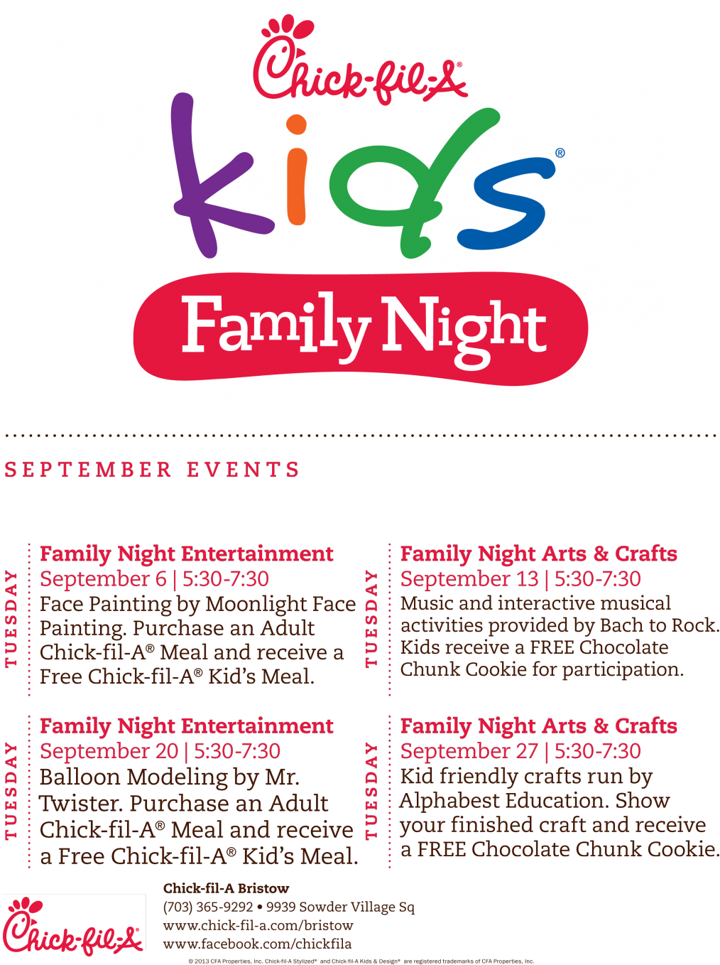 Chickfilasept2 - Chick Fil A Family Night (1055x1358), Png Download