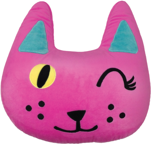3 - Iscream Pretty Kitty Embroidered Fleece Microbead Pillow (540x539), Png Download