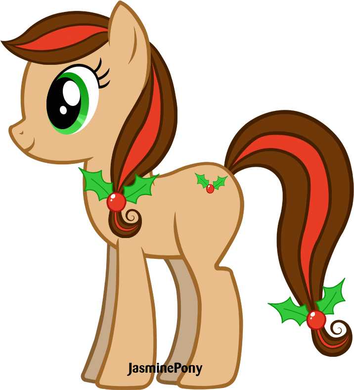 Holly Leaves Christmas Pony By Jasminepony On - Christmas Pony Cartoon (1000x1000), Png Download