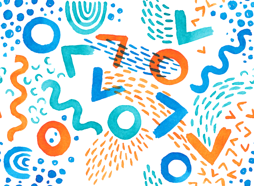 Transparent Abstract Watercolor Fill Background - Blau, Orange Und Aqua Flippiges Geometrics Thermosbecher (1024x753), Png Download