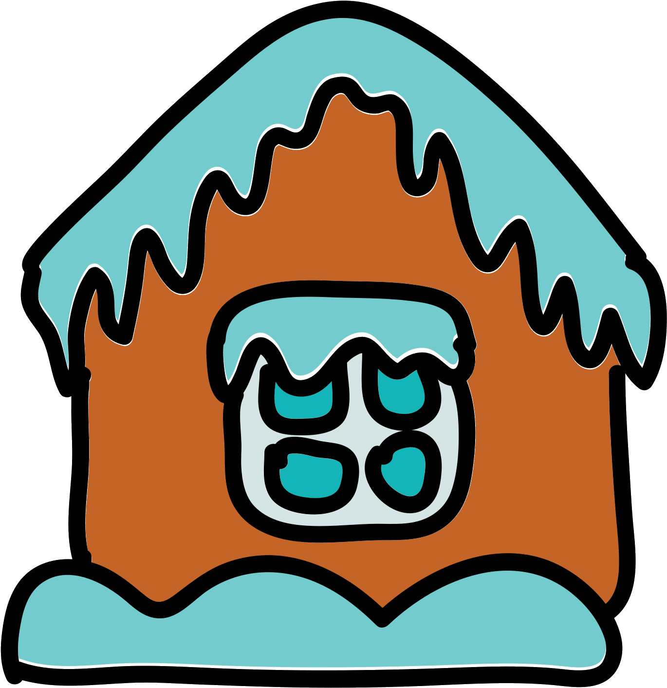 Gingerbread House Icon - Ice House Cartoon (1600x1600), Png Download