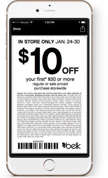 Mobile Coupon On Iphone - Belk Coupon July 2017 (380x626), Png Download