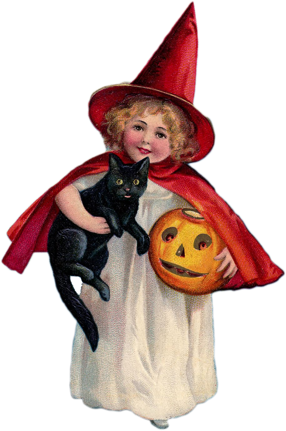 Vintage Halloween Witch - Vintage Black Cat And Witches (913x1373), Png Download