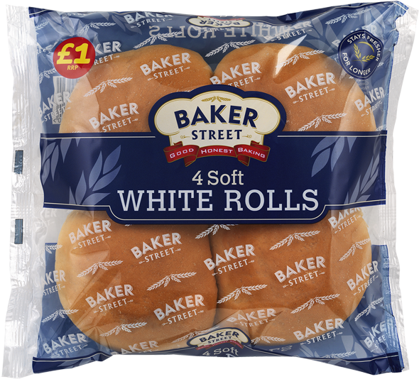 Baker St 4 Soft White Rolls Png - Carrs Bakery Baker Street 6 Soft White Rolls (709x658), Png Download