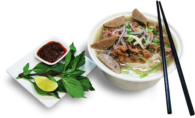 Beef Noodle Soup With Meat Ball - Pho Noodle Png (800x522), Png Download