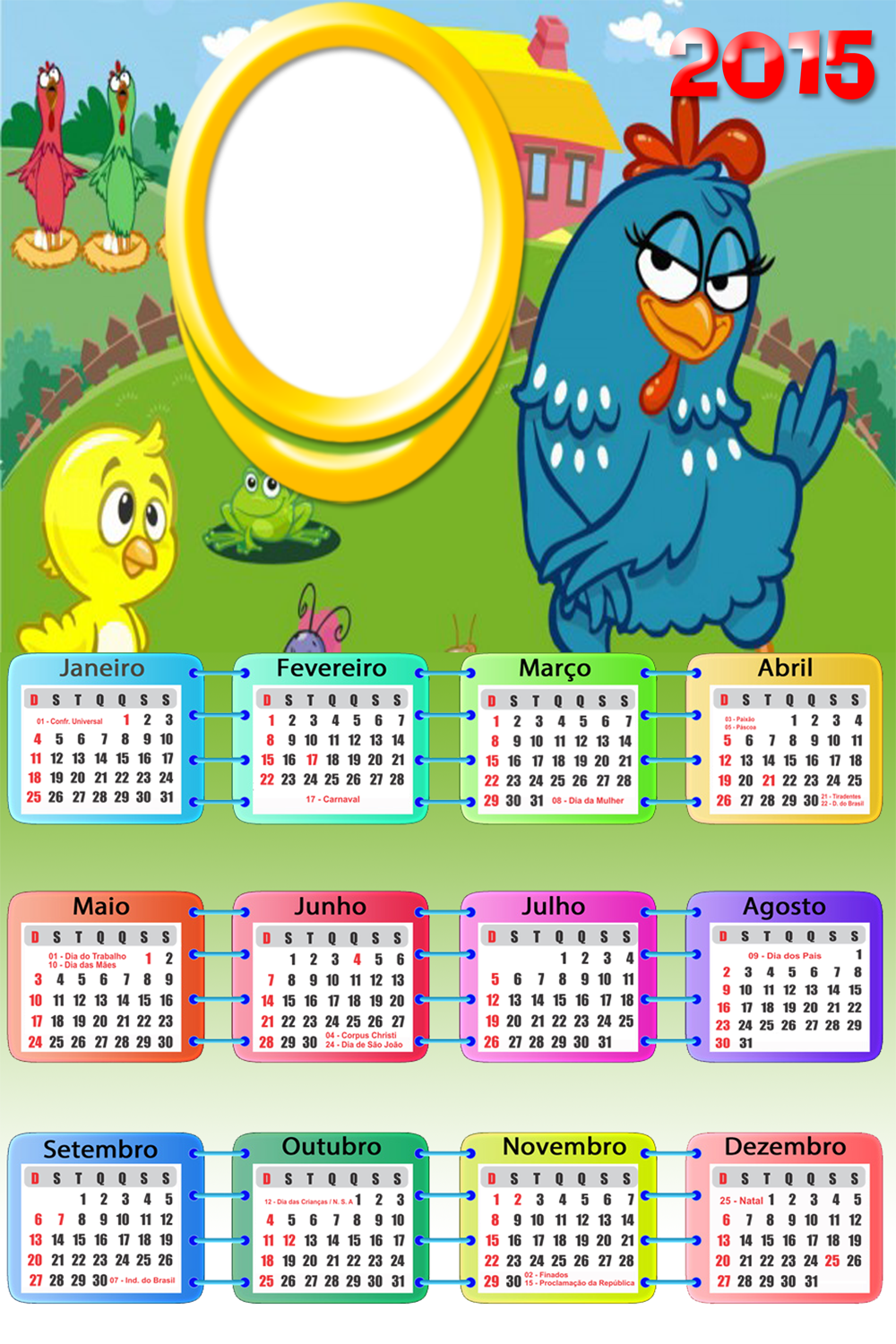 Moldura Galinha Pintadinha 2015 - Calendario 2019 Galinha Pintadinha (1000x1500), Png Download
