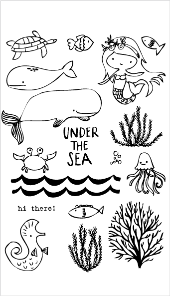 20134 Under The Sea Set - Flora & Fauna Under The Sea Clear Stamp Set (341x593), Png Download