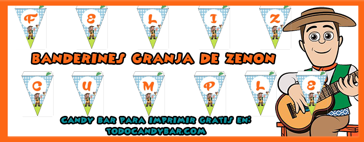Candy Bar De La Granja De Zenon Para Descargar E Imprimir - Granja De Zenon Banderines (726x283), Png Download