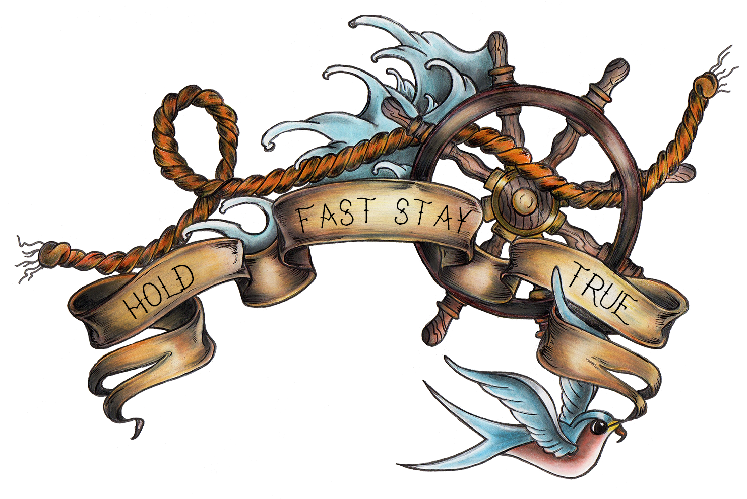 The Gallery For > Nautical Rope Png - Old School Ship Tattoos (1500x1005), Png Download