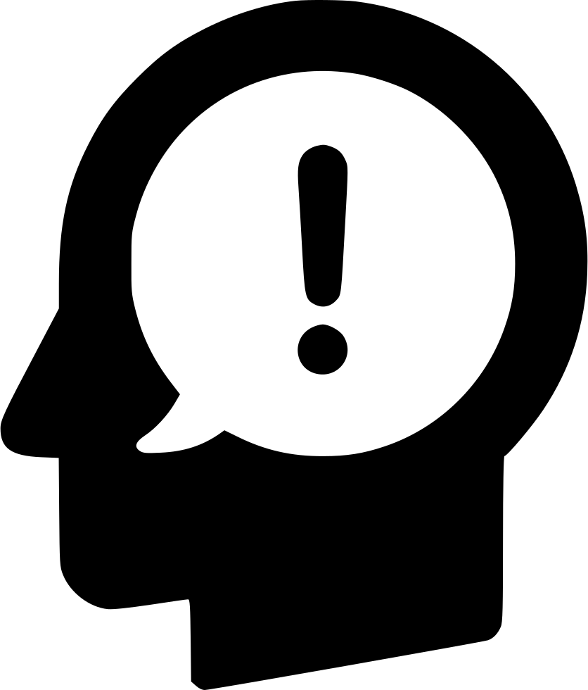 Head Warning Idea Attention User Think Error Comments - Think Icon Png (836x980), Png Download