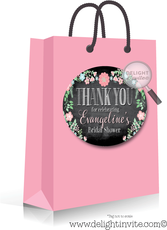 Vintage Chalkboard Floral Bridal Shower Favor Tags - Greeting Card (613x822), Png Download
