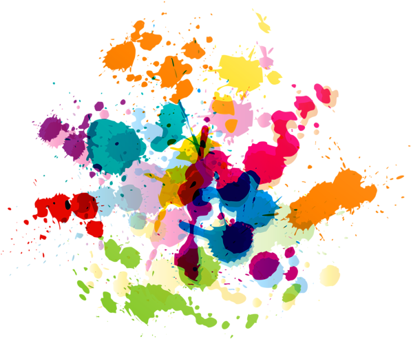 Colorful Paint Splatter Transparent Clip Art Image - Transparent Background Painting Png (600x501), Png Download