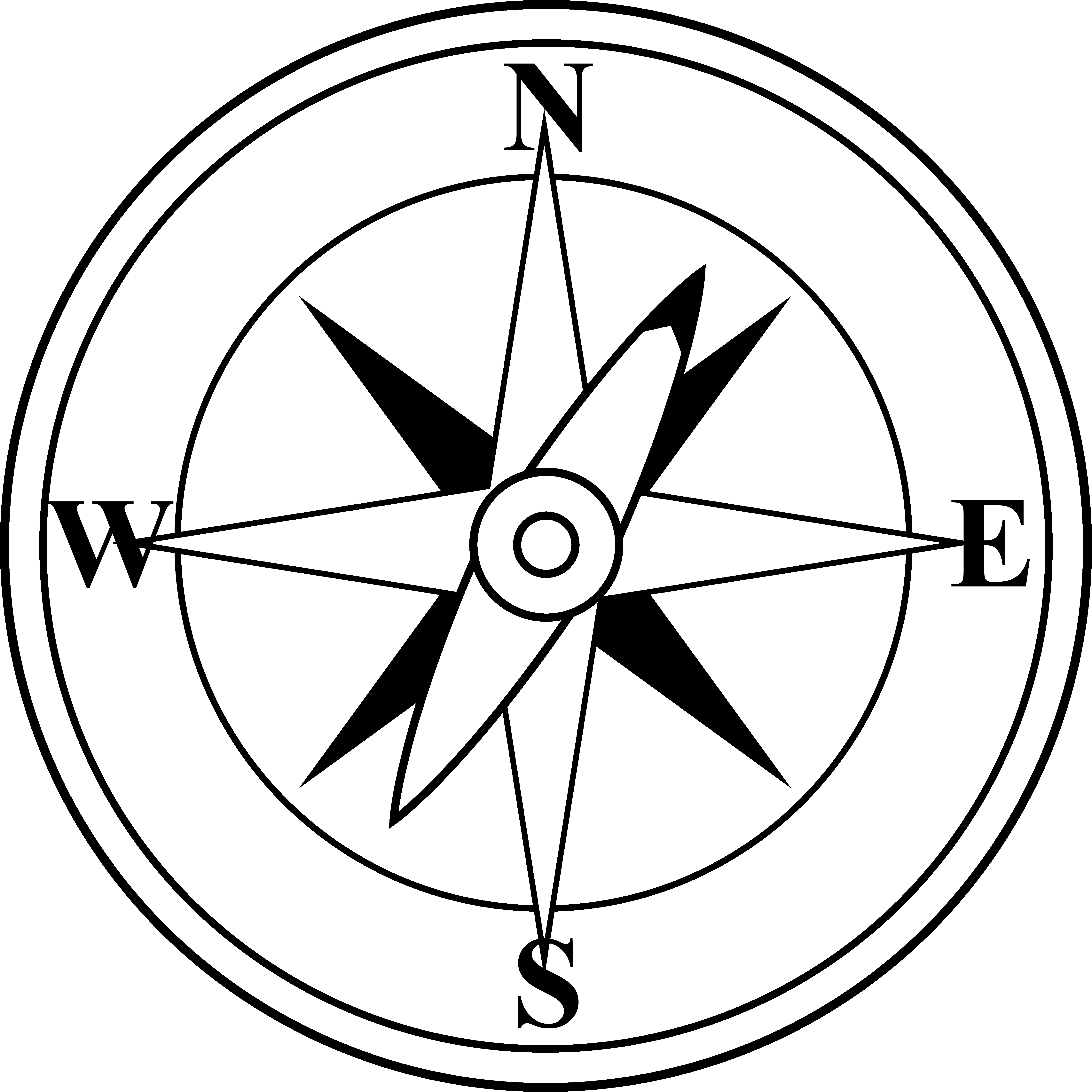 Compass Clip Art - Compass Clipart Black And White (5599x5599), Png Download