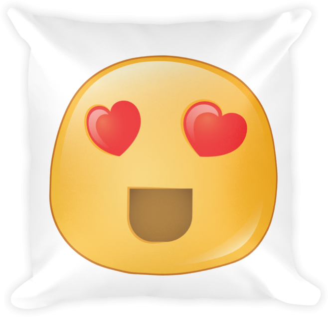 Expressive Heart Eyes Emoji Square Stuffed Pillow - Miniskirt (720x720), Png Download