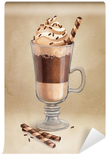 Cup Of Coffee Latte - Chocolate A La Taza Acuarela (400x400), Png Download