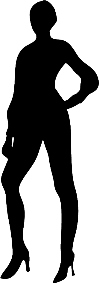 Slender Female Silhouette - Transparent Background Human Silhouette Png (331x945), Png Download