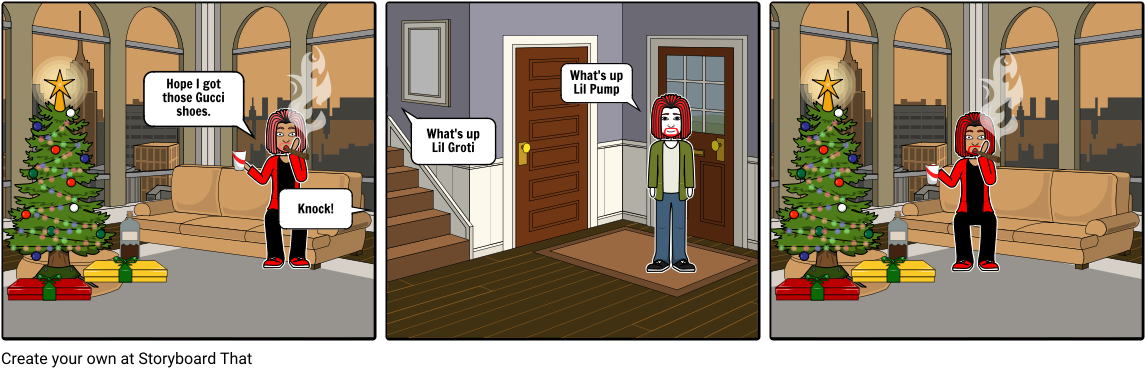 Lil Pump's Christmas - Cartoon (1164x385), Png Download
