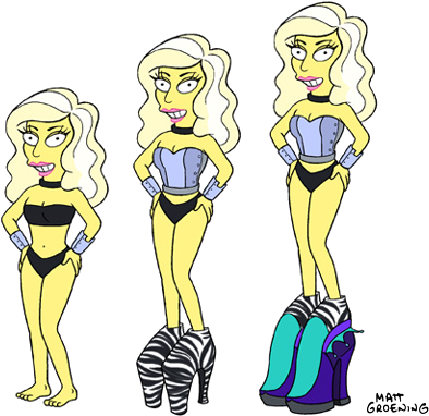 Lady Gaga Zebra Shoes - Les Simpson Lady Gaga (576x440), Png Download