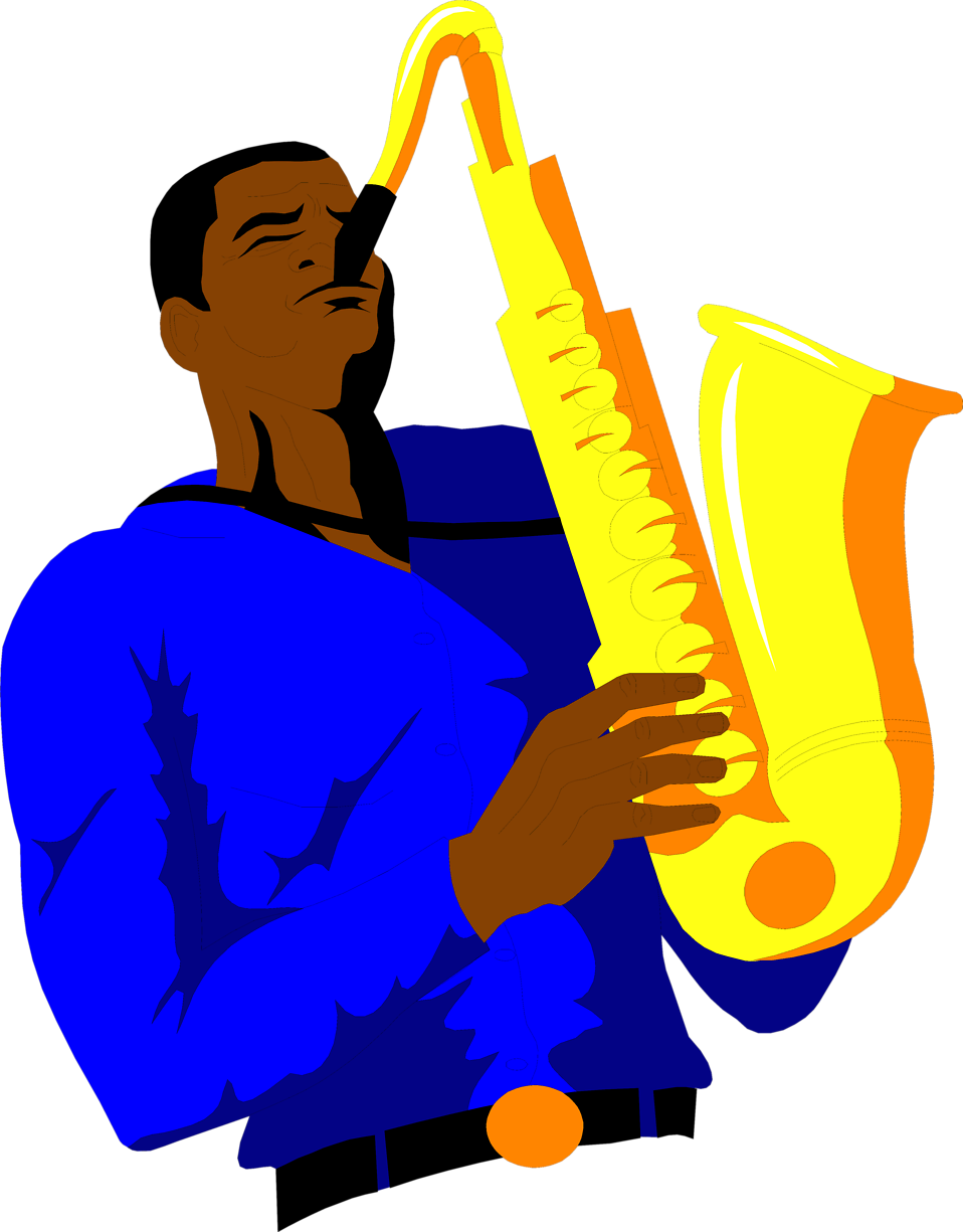 Saxophone Free An African American Clip Art - Saxophone (958x1225), Png Download