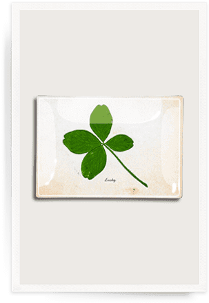 Lucky Clover Decoupage Glass Tray - Glass (320x450), Png Download