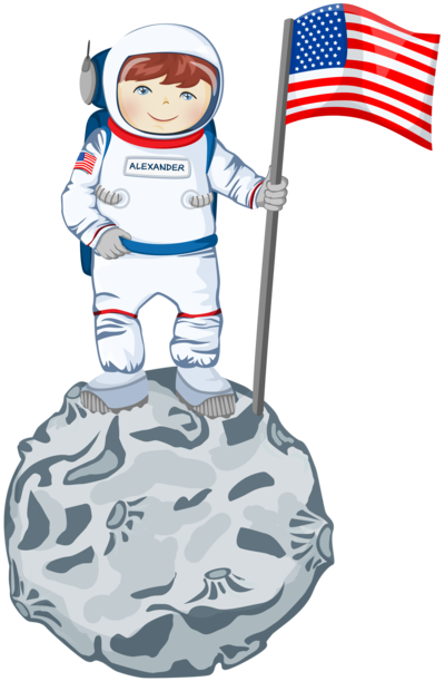 Astronaut And Flag - Kunststoffknöpfe - Hellblaue Knöpfe 23mm (414) Blau (400x611), Png Download