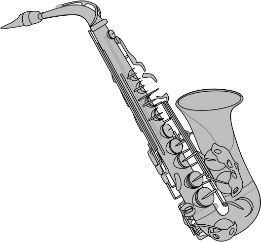 Saxophone Clipart Small - Silver Saxophone Png (528x599), Png Download