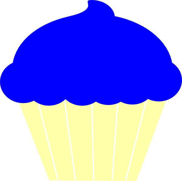 Cupcake Clip Art At Clker - Cupcake Blue And Yellow (600x596), Png Download