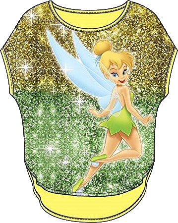 Disney Youth Girls Glitter Sublimated Top Tinkerbell - Cartoon (359x450), Png Download
