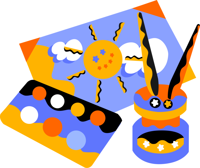 Vector Illustration Of Visual Arts Watercolor Paintbox (833x700), Png Download