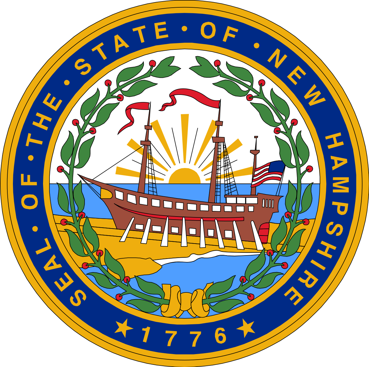 New Hampshire Seal (1200x1195), Png Download
