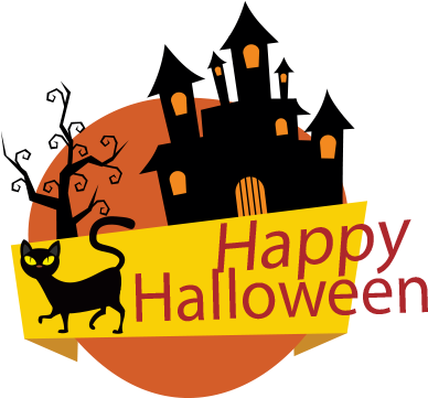 Sticker Halloween Banner Messages Sticker-10 - Happy Halloween Haunted Castle Tote Bags Canvas Shoulder (408x408), Png Download