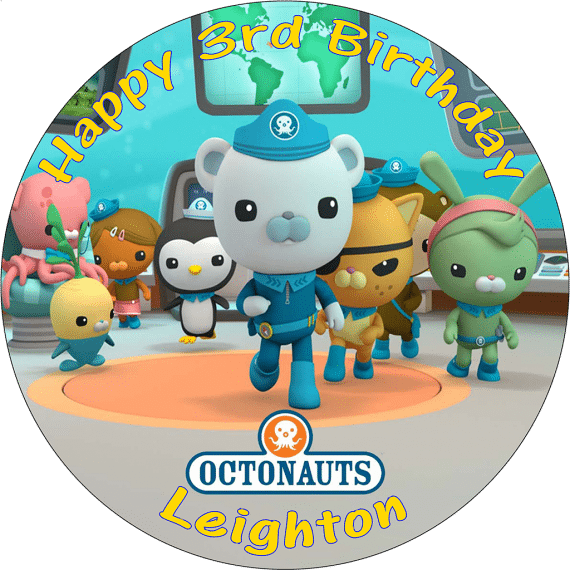 Octonauts Personalised Round Printed Birthday Cake - Octonauts Round (570x570), Png Download