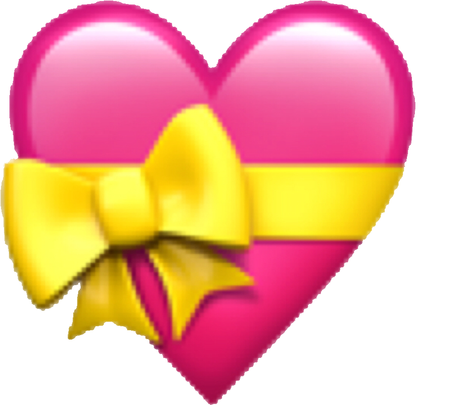 Hearts Emojis Emojisticker Emojiheart - Heart With Ribbon Emoji (1024x1024), Png Download