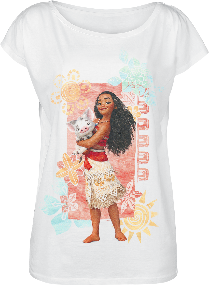 Null Moana And Pua White T-shirt 338595 Qoautci - Disney Moana Time To Celebrate Birthday Card (875x1200), Png Download