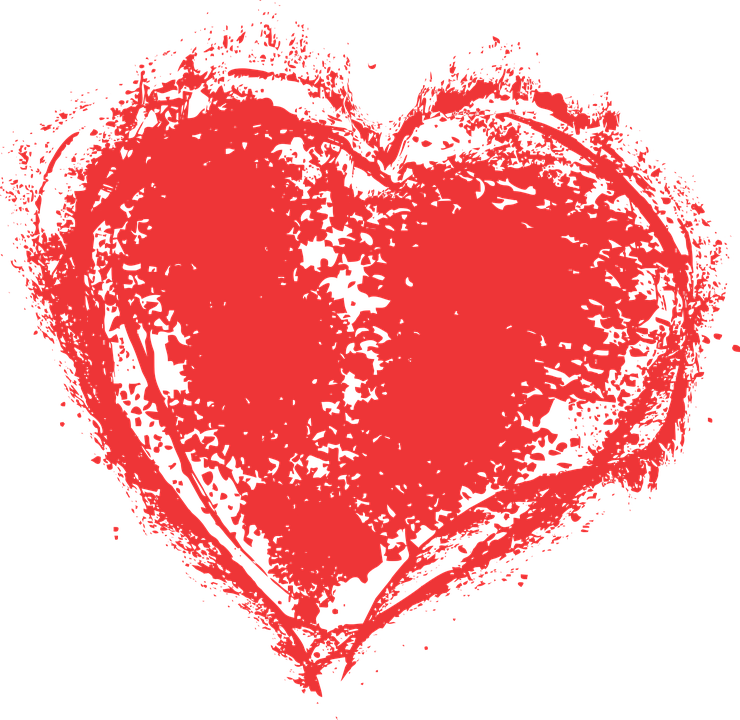 Png Blood Splatter Clip Royalty Free - Moderner Grunge-roter Herz-liebe-aufkleber Runder Aufkleber (740x720), Png Download