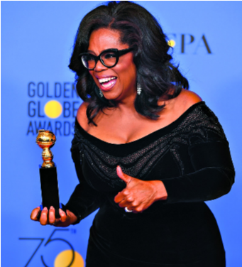 Oprah Winfrey Fue Protagonista Con Un Conmovedor Discurso - Golden Globe Cecil B. Demille Award (667x375), Png Download
