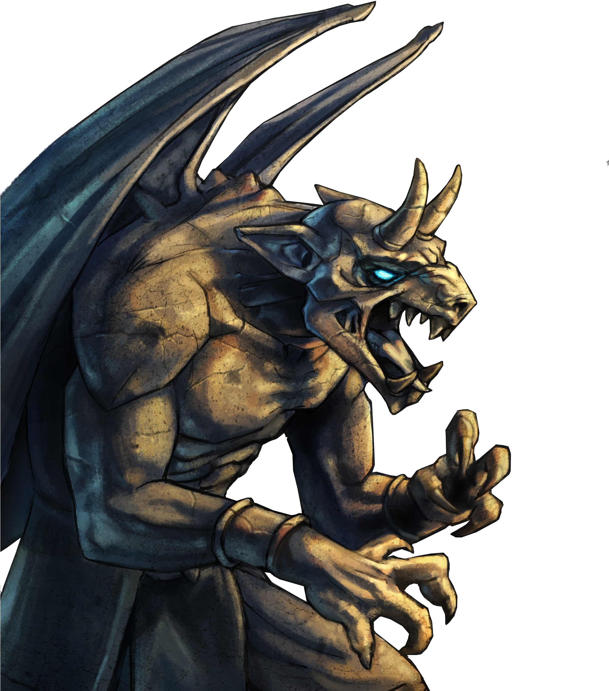 Jpg Black And White Library Fighters Gargoyle Blade - Drawing (2000x2621), Png Download