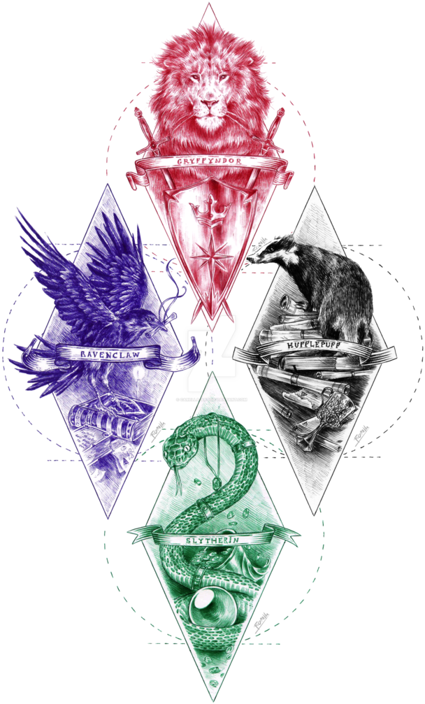 Svg Free Stock Hogwarts Houses By Carella Art On Deviantart - Drawing (698x1144), Png Download