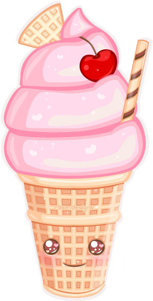 Kawaii Icecream - Ice Cream Sundae Drawing Cute (600x700), Png Download