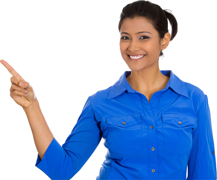 What Our Customers Are Saying - Pointing Woman Png Transparent (692x576), Png Download