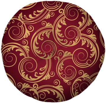 Seamless Red & Gold Swirls Wallpaper Tufted Floor Pillow - Red And Gold Patterned Paper (400x400), Png Download