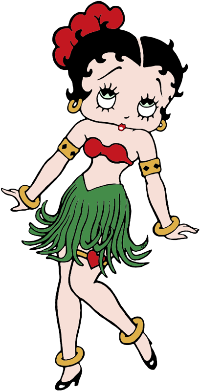 Pudgy Betty Boop Wearing Hawaiian Grass Skirt - Singin' In The Bathtub (424x804), Png Download