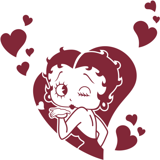Betty Boop Corazones Vinilo Decorativo - La Auto Gear 3716r01 Betty Boop Timeless Design Kissy (570x708), Png Download