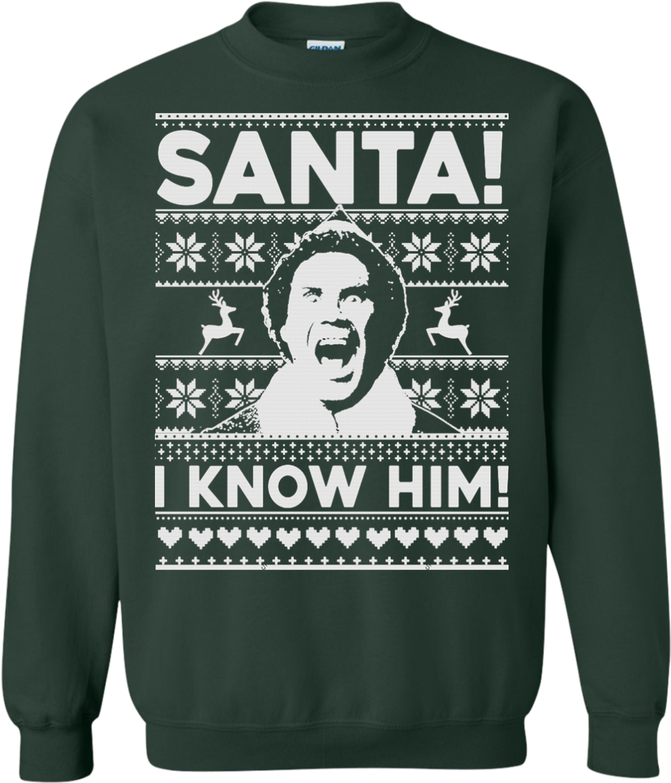 Buddy The Elf Sweatshirt, T-shirt - Buddy The Elf Sweatshirt, T-shirt - Custom Ultra Cotton (1155x1155), Png Download