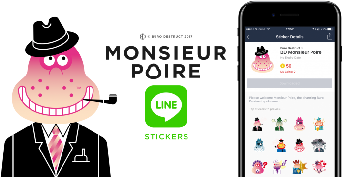 Bd Monsieur Poire Line Sticker Pack - Line (750x370), Png Download